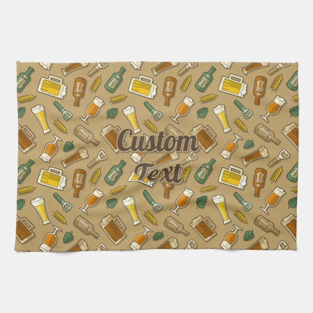 Beer Icons Pattern Kitchen Towel (Horizontal)