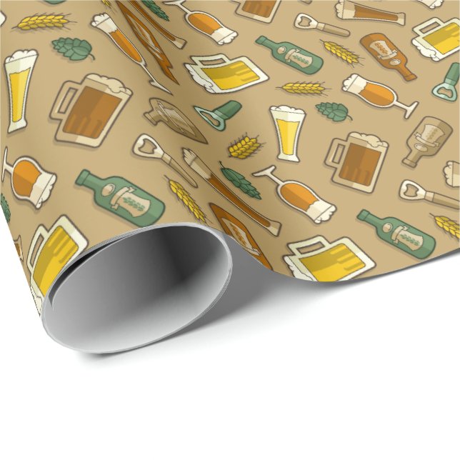 Beer Icons Pattern Wrapping Paper (Roll Corner)