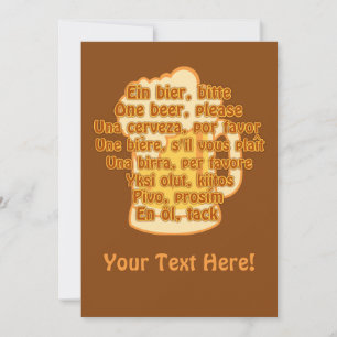 BEER in languages custom invitation