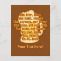 BEER in languages custom postcard
