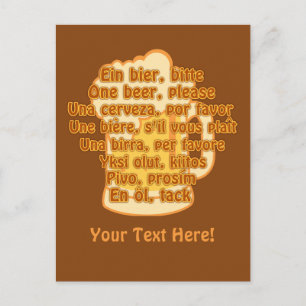 BEER in languages custom postcard