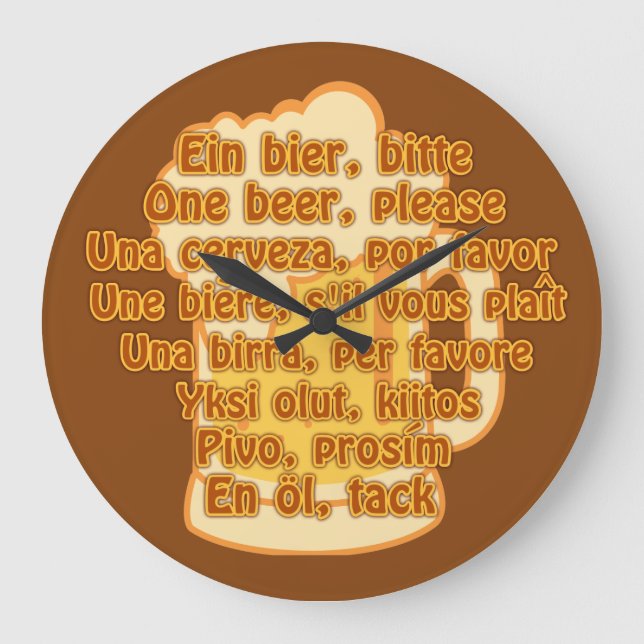 BEER in languages custom wall clock (Front)