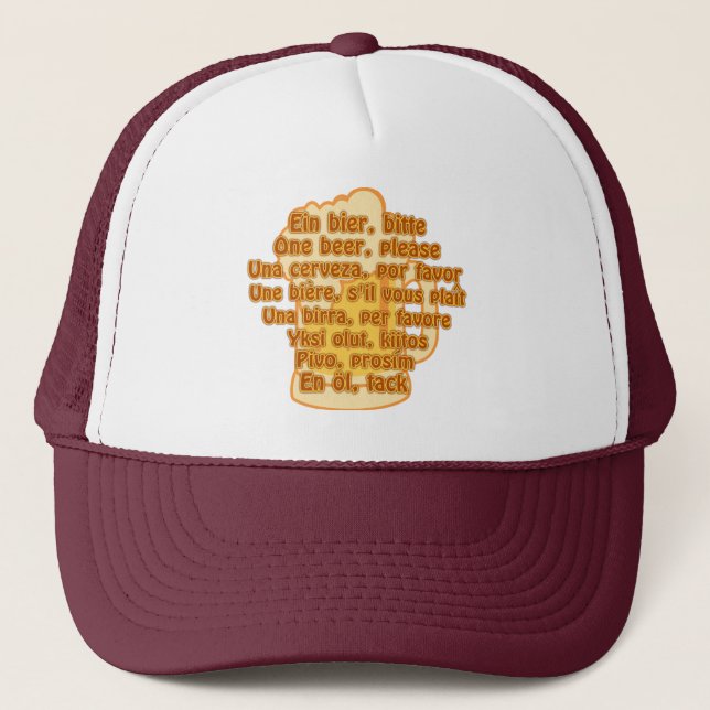 BEER in languages hat - choose colour (Front)