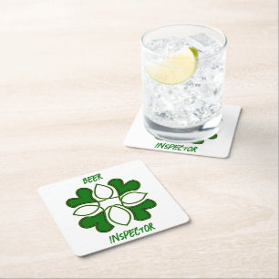 Beer Inspector St Patricks Celtic Cross and Cover  Square Paper Coaster