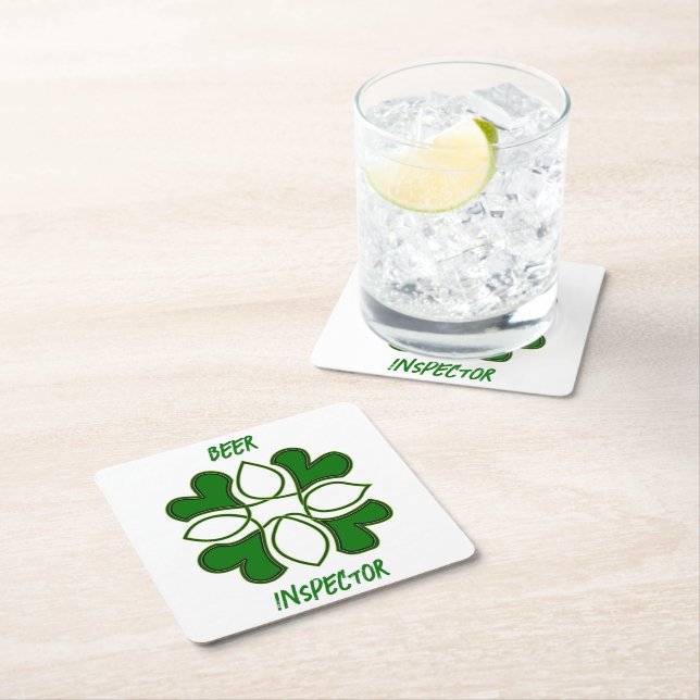 Beer Inspector St Patricks Celtic Cross and Cover  Square Paper Coaster (Insitu)
