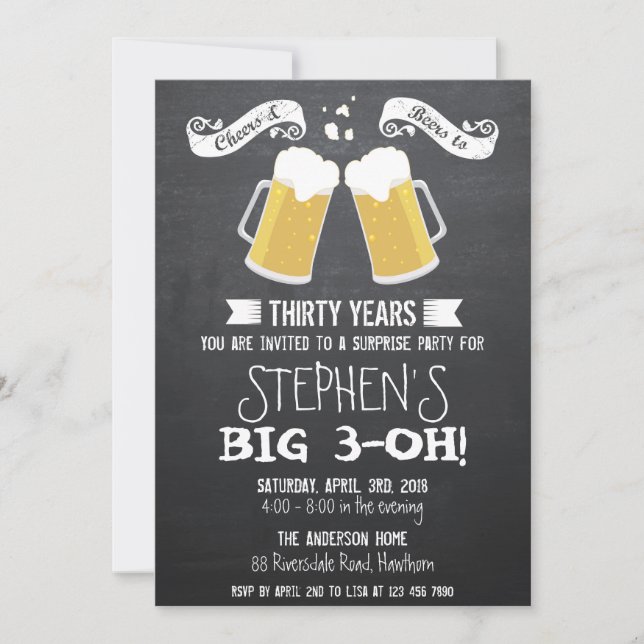 beer invitation / chalkboard beer invitation (Front)