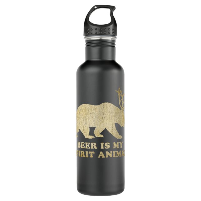 Beer Is My Spirit Animal Bear+Deer=Beer  710 Ml Water Bottle (Front)
