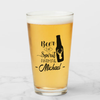 Beer is My Spirit Animal Funny Name Beer Glass