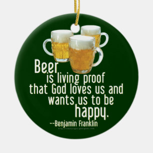 Beer is Proof (Franklin) Ceramic Tree Decoration