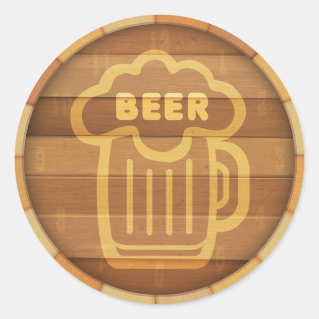 Beer Keg Classic Round Sticker (Front)