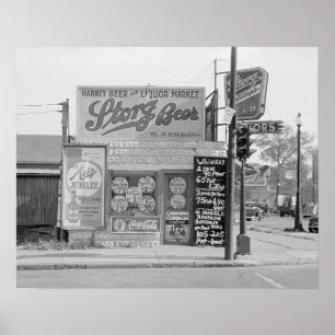 Beer & Liquor Market, 1938. Vintage Photo Poster