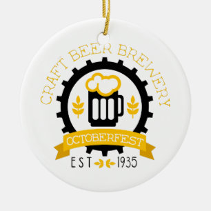 Beer Logo Design Template With Pint Ceramic Tree Decoration