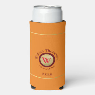 Beer Logo (Name & Initials) Orange Seltzer Can Cooler