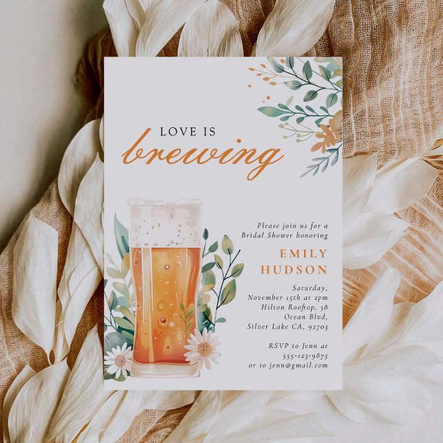 Beer Love is Brewing Bridal Shower Invitation (Creator Uploaded)