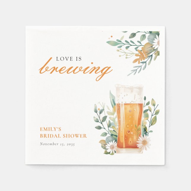 Beer Love is Brewing Bridal Shower Napkin (Front)
