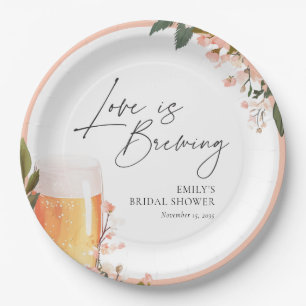 Beer Love is Brewing Bridal Shower Paper Plate