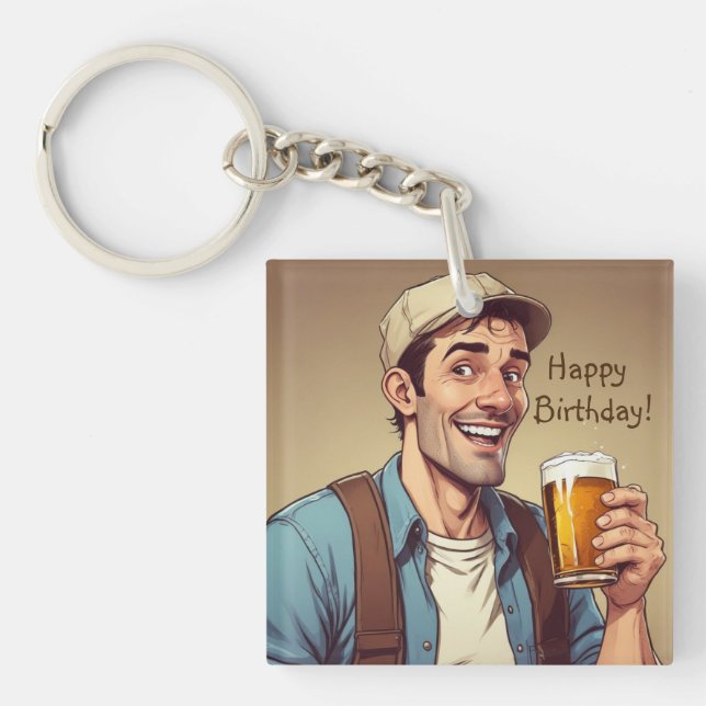 Beer Lover Birthday Keychain (Front)