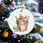 Beer Lover Bucket  Ceramic Tree Decoration<br><div class="desc">This design may be personalised by choosing the Edit Design option. You may also transfer onto other items. Contact me at colorflowcreations@gmail.com or use the chat option at the top of the page if you wish to have this design on another product or need assistance. See more of my designs...</div>