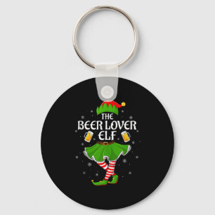 Beer Lover Elf Christmas Family Girls Women Elf Sq Key Ring