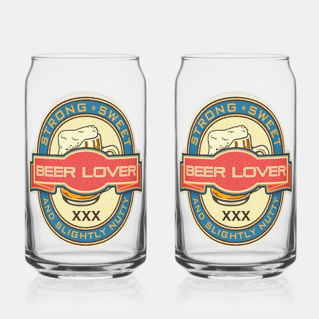 Beer Lover Printed 16oz Can Glasses (Front)