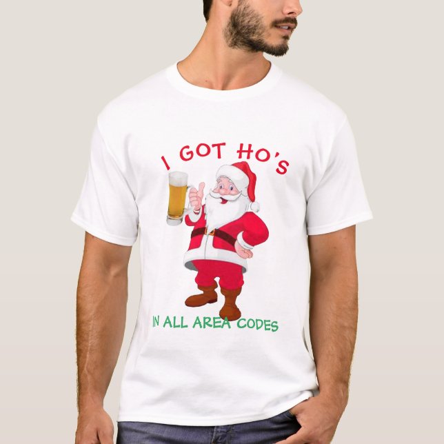 Beer Lover Santa, Funny Beer Christmas Meme  T-Shirt (Front)