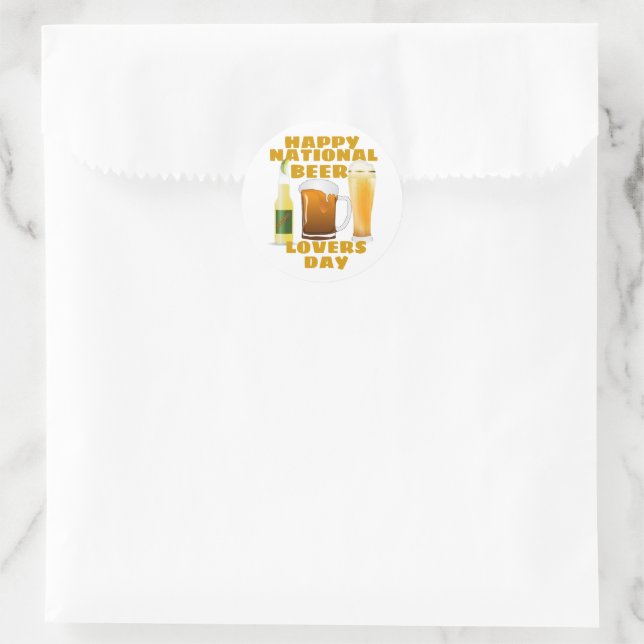 Beer Lovers Day Classic Round Sticker (Bag)