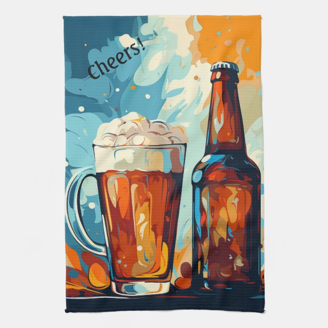 Beer Lovers Personlized Tea Towel (Vertical)