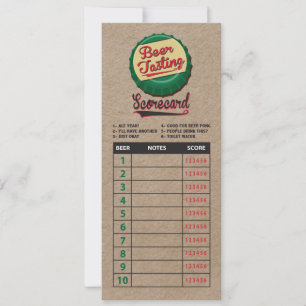 Beer lovers tasting scorecard on faux kraft paper