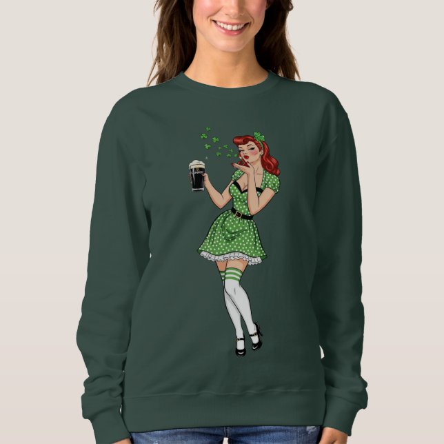 Beer Loving Irish Pin Up Sweatshirt (Front)
