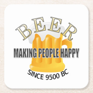 Beer Making People Happy Square Paper Coaster