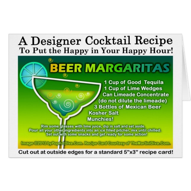 Beer Margarita Recipe Greeting Note Card (Front Horizontal)