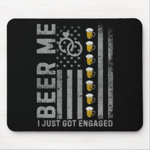 Beer Me I Just Got Engaged Vintage American Flag M Mouse Pad
