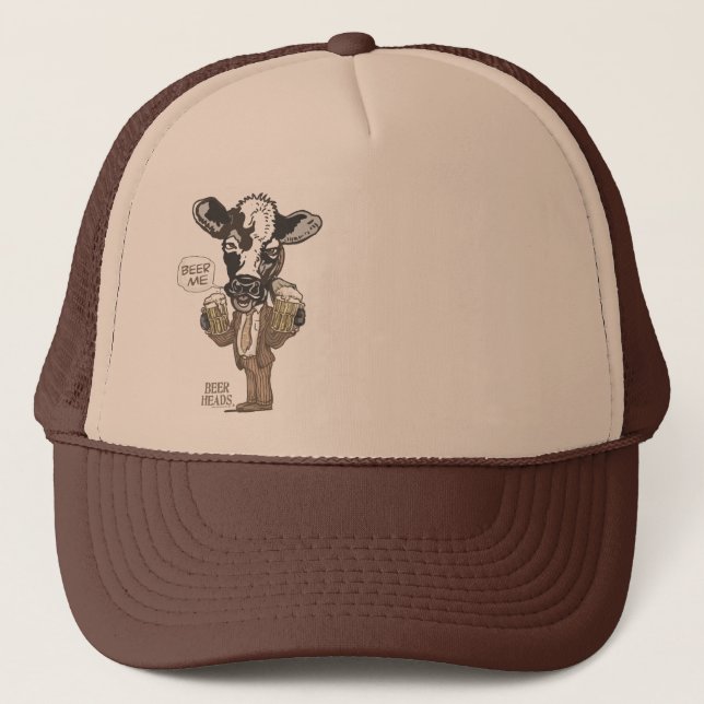 Beer Me Moo Cow by Mudge Studios Trucker Hat (Front)