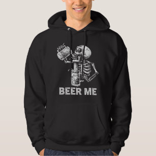 Beer Me Skeleton Scary Spooky Drinking Men Party G Hoodie