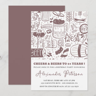Beer Men Vintage Rustic Drinks 54th birthday Invitation
