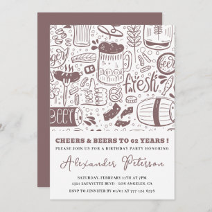 Beer Men Vintage Rustic Drinks 62nd birthday Invitation