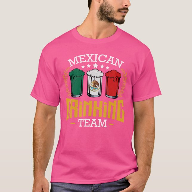 Beer Mexican Drinking Team Mexico Flag Funny Beer  T-Shirt (Front)