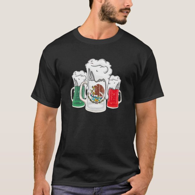 Beer Mexican Flag Cinco De Mayo Party Mexico Drink T-Shirt (Front)