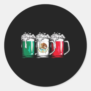 Beer Mexican Flag Mexico Cinco De Mayo Men Drinkin Classic Round Sticker