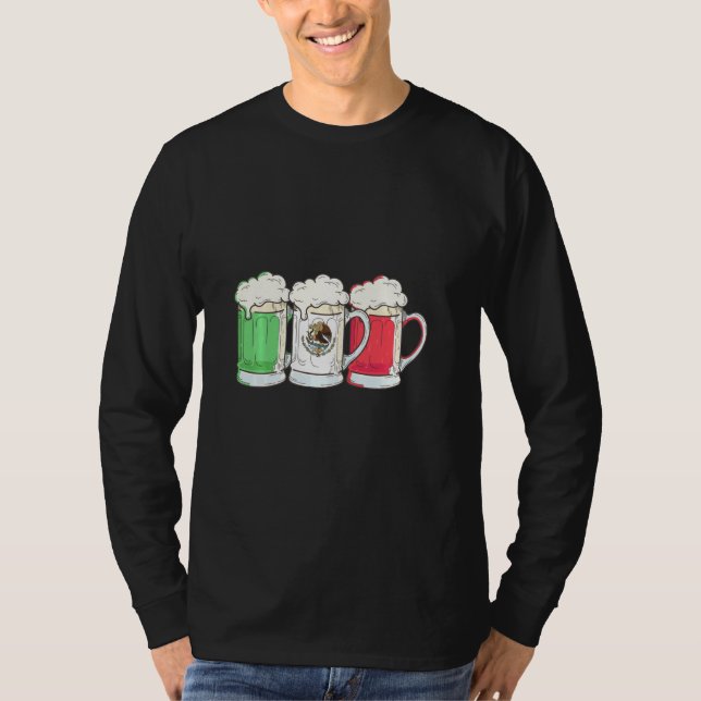 Beer Mexican Flag Mexico T-Shirt (Front)