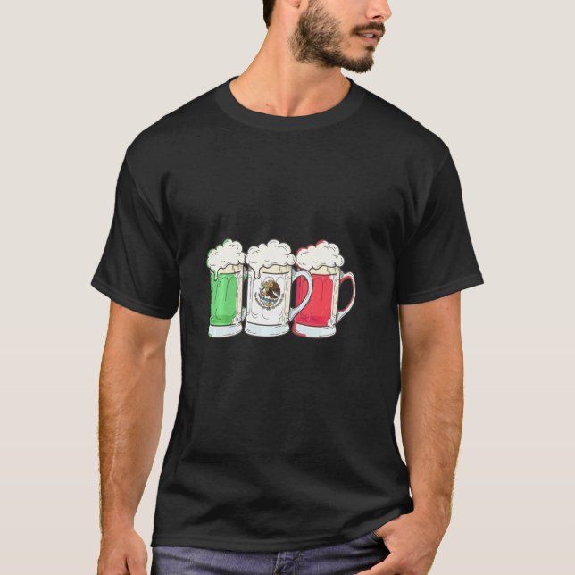 Beer Mexican Flag Mexico T-Shirt (Front)