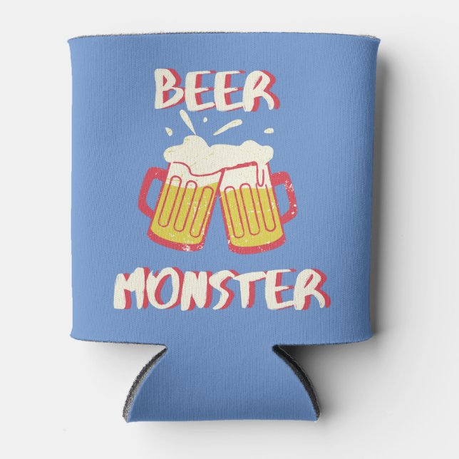 Beer Monster Can Cooler | Light Blue Background (Front)