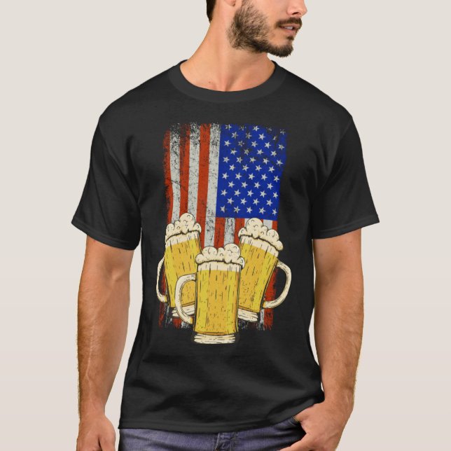 Beer Mug American Flag Craft Beer Beer  Brewer T-Shirt (Front)