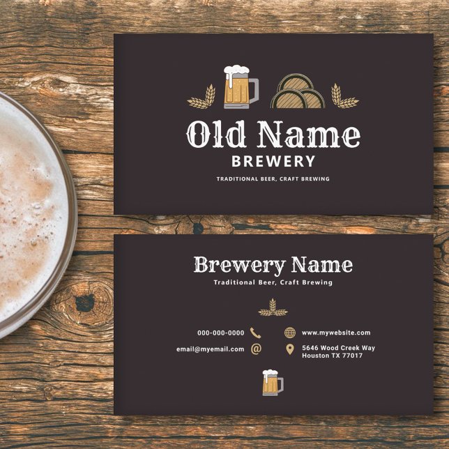 Beer Mug & Barrels - Brewery Business Card (Beer Mug & Barrels - Brewery Business Card)