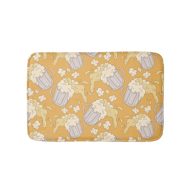 Beer Mug Cartoon: Vintage Seamless. Bath Mat (Front)