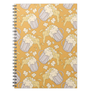 Beer Mug Cartoon: Vintage Seamless. Notebook