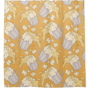Beer Mug Cartoon: Vintage Seamless. Shower Curtain