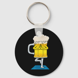 Beer Mug Doing Yoga  Key Ring