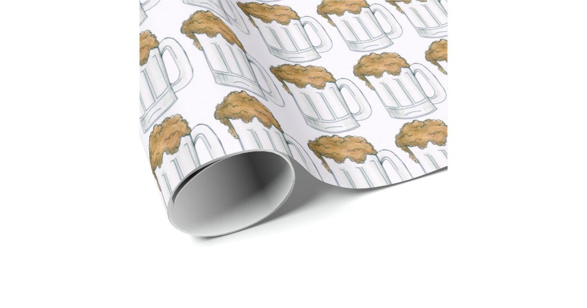 Beer Mug Drinking Beers Print Oktoberfest Wrapping Paper Zazzle.co.nz