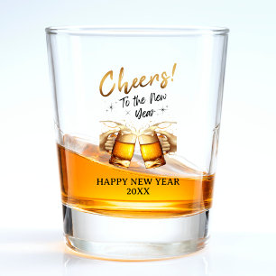 Beer Mug Gold Cheers to New Years Eve Party 2024 Shot Glass
